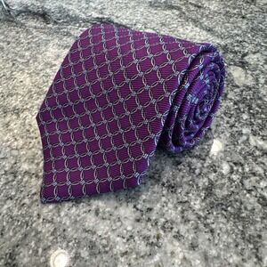 Brooks Brothers Makers Purple Blue Yellow‎ Chain Tie Necktie Silk 58.5" 3.75"